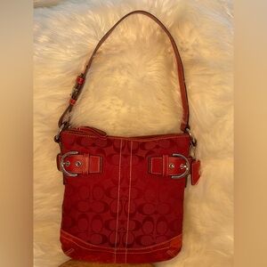 COACH SOHO Red Signature Jacquard #3577 Shoulder Bag